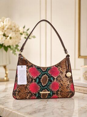 Brahmin Esme Shoulder Bag Multi Caladesi Python Print Leather NWT